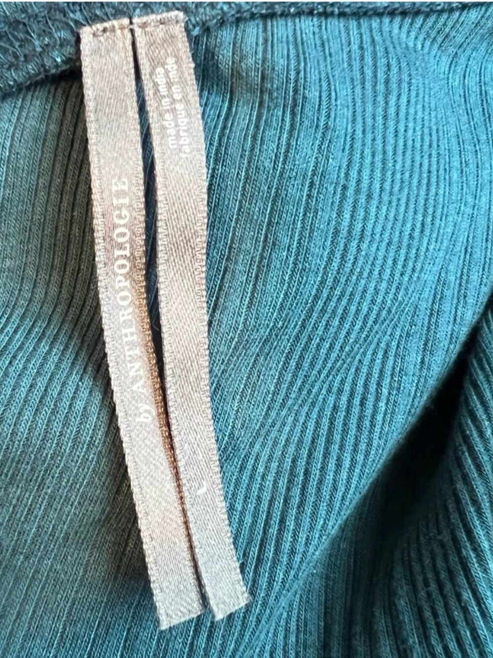 Anthropologie Ribbed Henley Tank Top Dark Turquoise Teal Size L - Picture 6 of 6